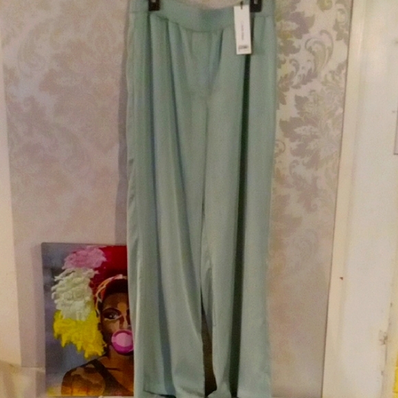 Calvin Klein Soft Green Wide Leg Trousers - Picture 2 of 5